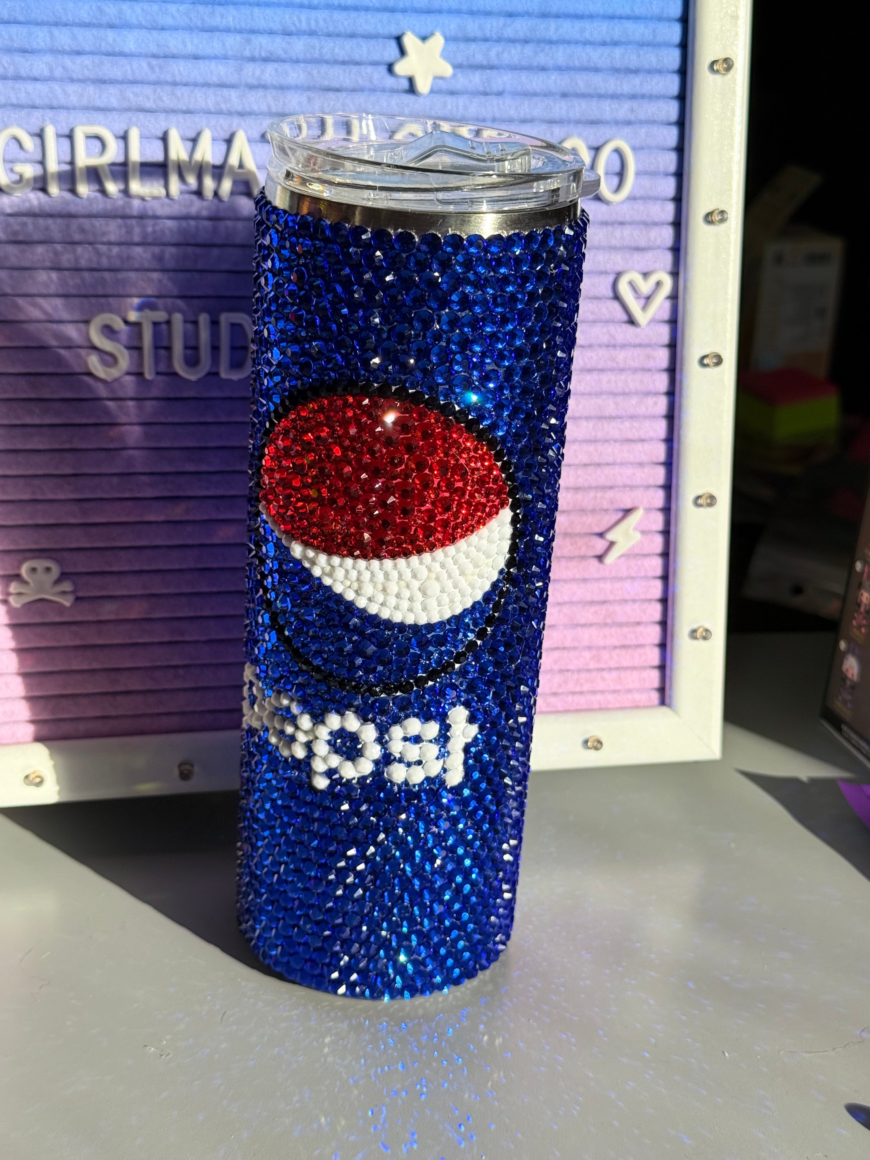 Pepsi 20oz stainless steel tumbler with matching keychains