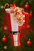 40oz santa suit stainless steel tumbler +2 keychains
